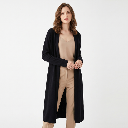 Women's Long Winter Cardigan Soft Knit Open-Front Drape