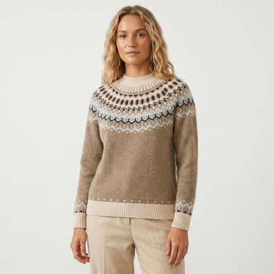 Women's Cashmere Winter Sweater Fair Isle Yoke Jacquard