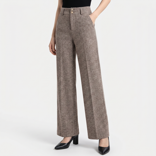 Pantalone da donna con completo – Gamba Larga Vita Alta Effetto Tweed