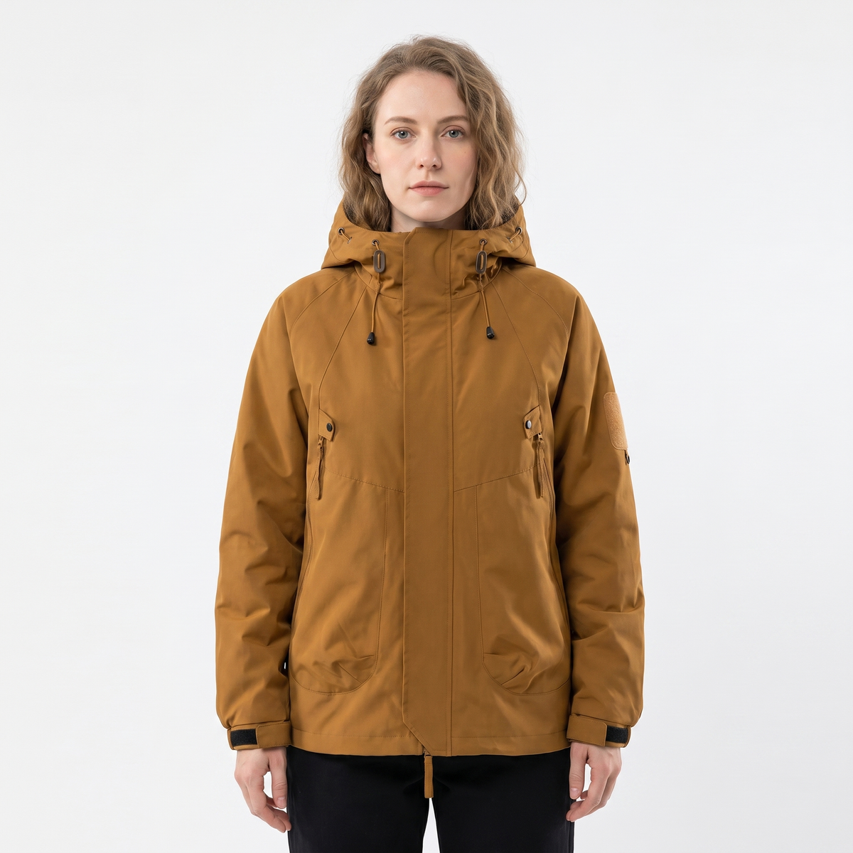 Women's Rain Jacket Hooded Waterproof Shell Outdoor Multi-Pocket