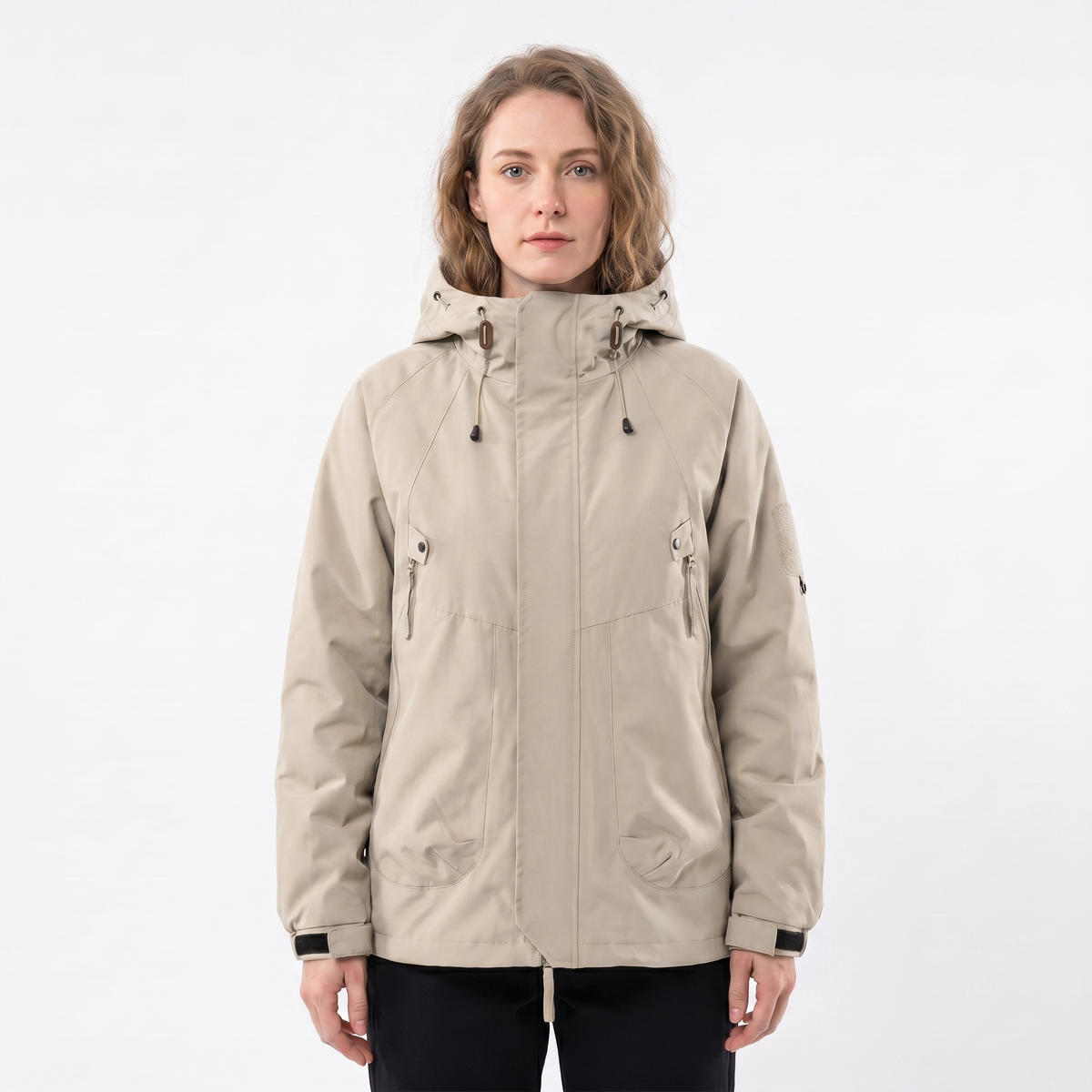 Women's Rain Jacket Hooded Waterproof Shell Outdoor Multi-Pocket