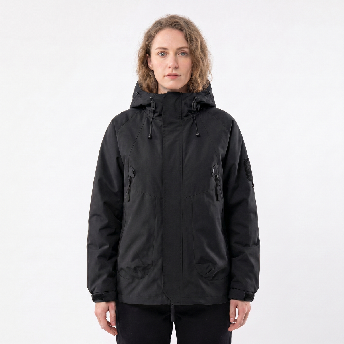 Women's Rain Jacket Hooded Waterproof Shell Outdoor Multi-Pocket