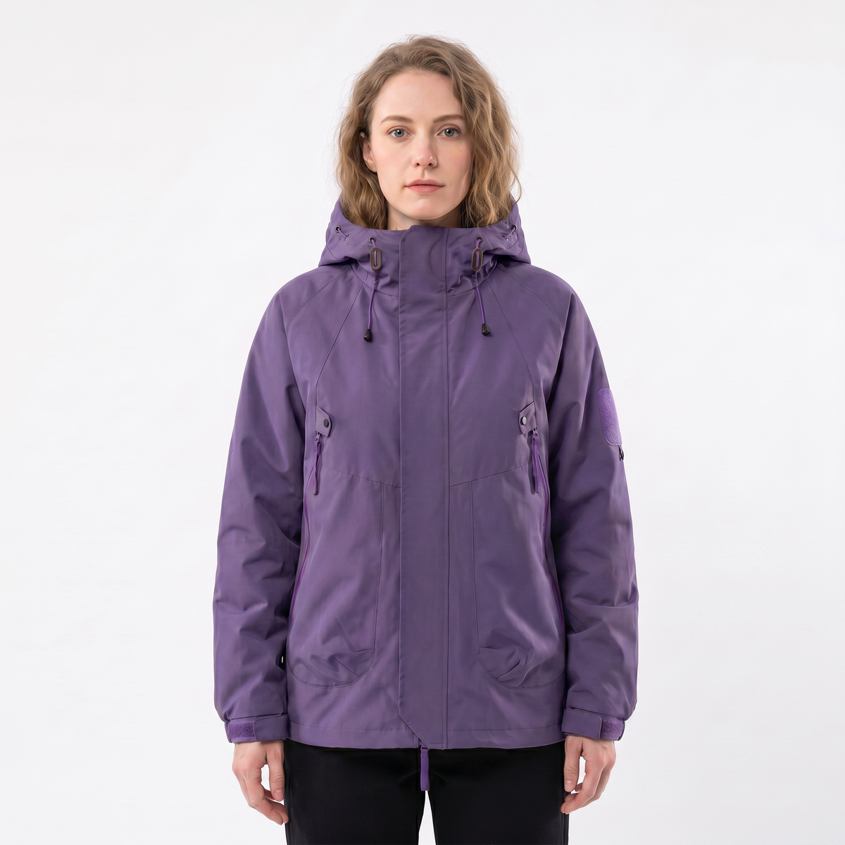 Women's Rain Jacket Hooded Waterproof Shell Outdoor Multi-Pocket