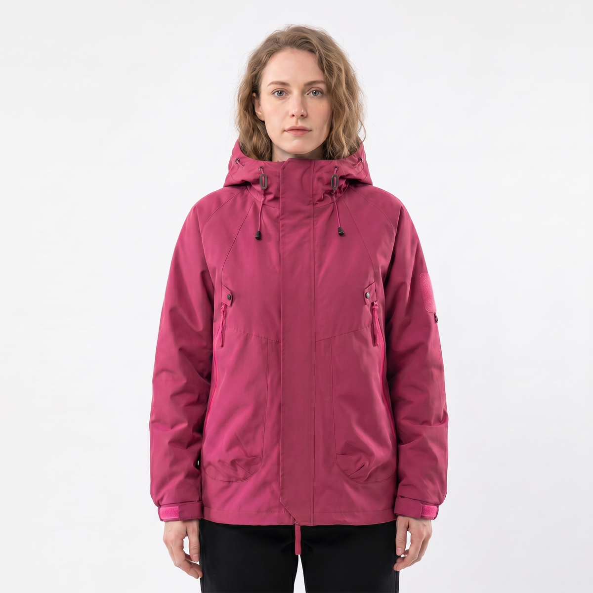 Women's Rain Jacket Hooded Waterproof Shell Outdoor Multi-Pocket