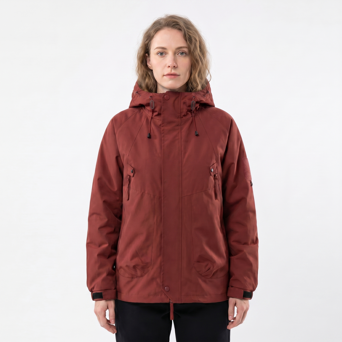 Women's Rain Jacket Hooded Waterproof Shell Outdoor Multi-Pocket
