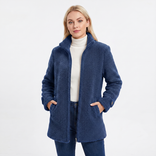 Women's Sherpa Winter Coat Teddy Bouclé Mid-Length Zip Stand Collar