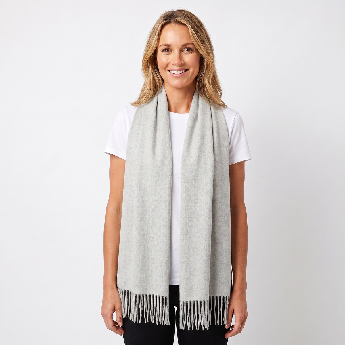 Women's Cashmere-Style Winter Scarf Oversized Plain Woven Fringe Wrap