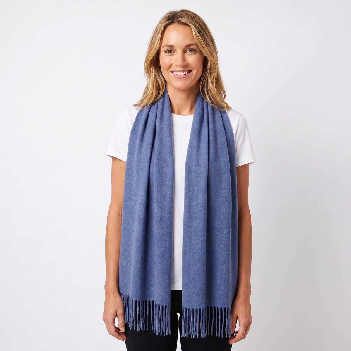 Women's Cashmere-Style Winter Scarf Oversized Plain Woven Fringe Wrap