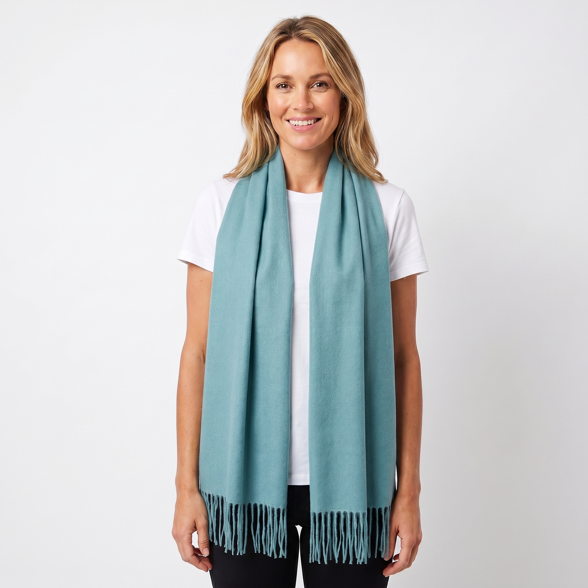 Women's Cashmere-Style Winter Scarf Oversized Plain Woven Fringe Wrap