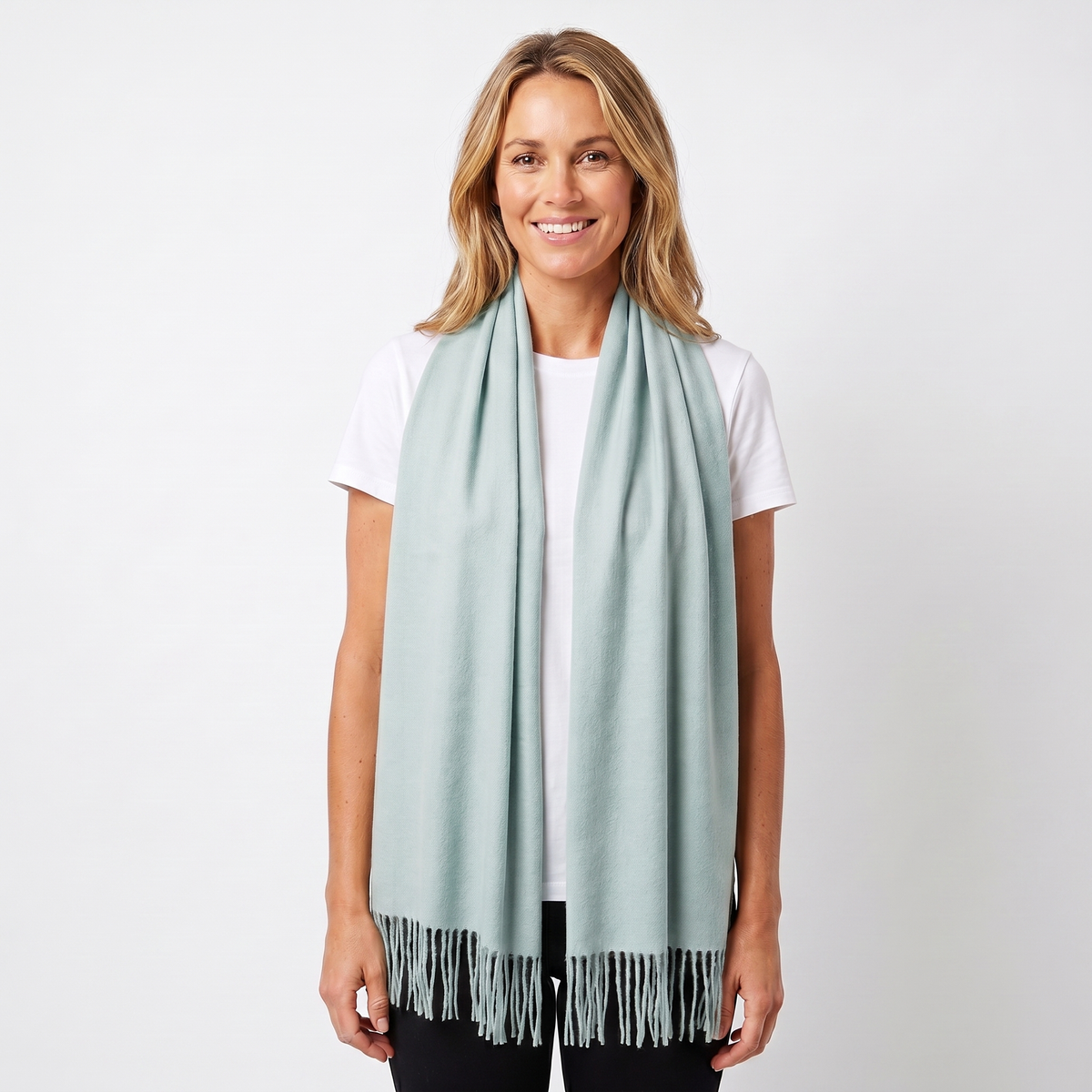 Women's Cashmere-Style Winter Scarf Oversized Plain Woven Fringe Wrap