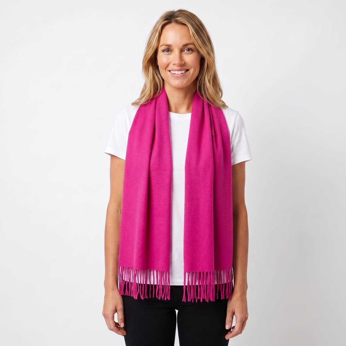 Women's Cashmere-Style Winter Scarf Oversized Plain Woven Fringe Wrap