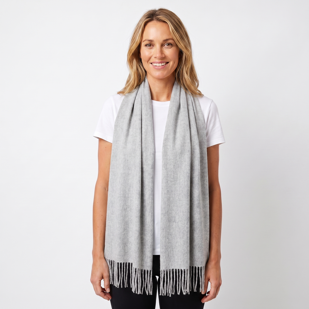 Women's Cashmere-Style Winter Scarf Oversized Plain Woven Fringe Wrap