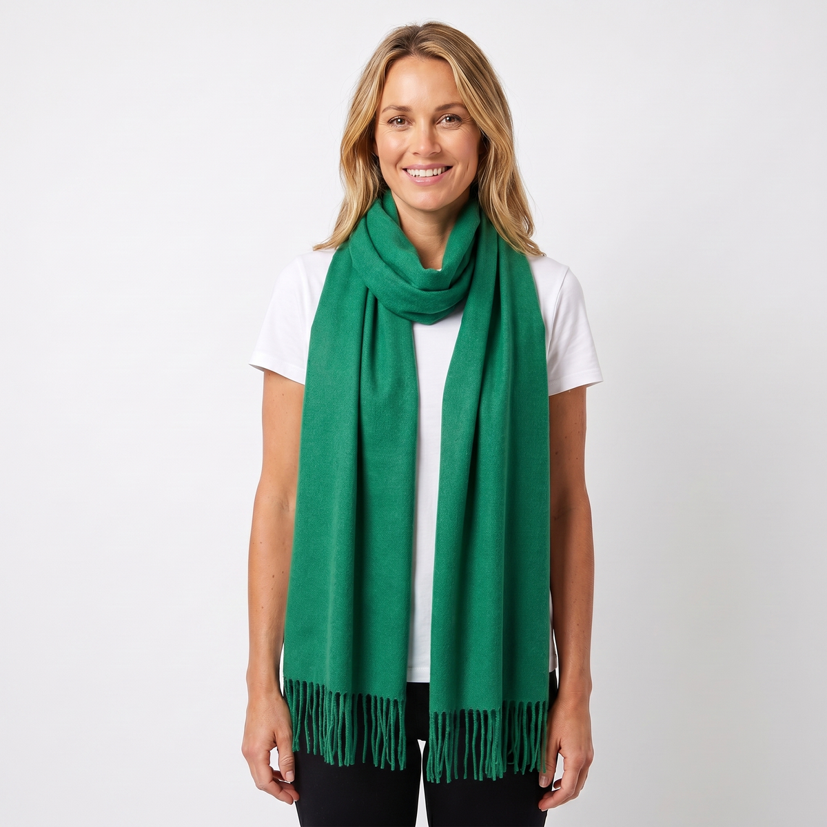 Women's Cashmere-Style Winter Scarf Oversized Plain Woven Fringe Wrap