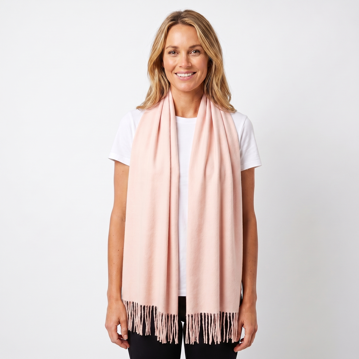 Women's Cashmere-Style Winter Scarf Oversized Plain Woven Fringe Wrap