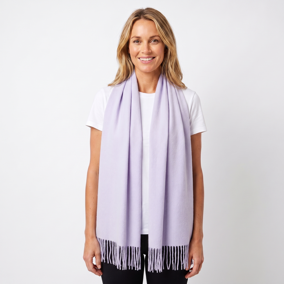 Women's Cashmere-Style Winter Scarf Oversized Plain Woven Fringe Wrap