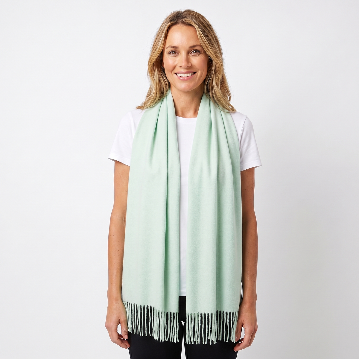 Women's Cashmere-Style Winter Scarf Oversized Plain Woven Fringe Wrap
