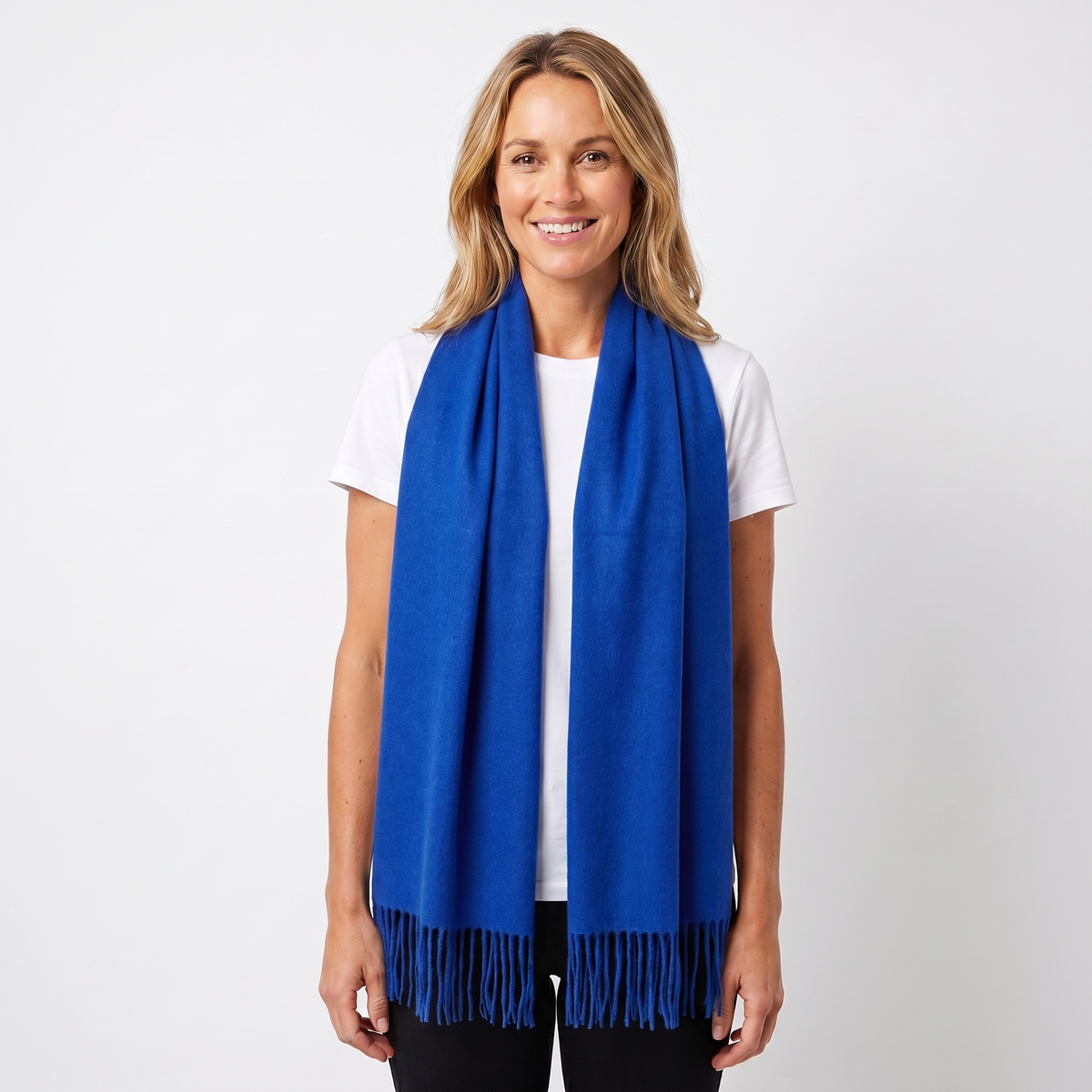 Women's Cashmere-Style Winter Scarf Oversized Plain Woven Fringe Wrap