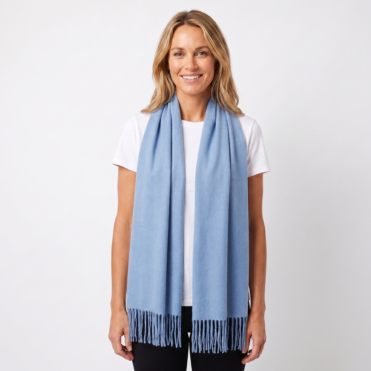 Women's Cashmere-Style Winter Scarf Oversized Plain Woven Fringe Wrap