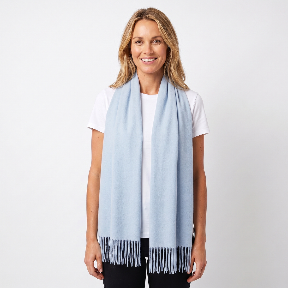 Women's Cashmere-Style Winter Scarf Oversized Plain Woven Fringe Wrap
