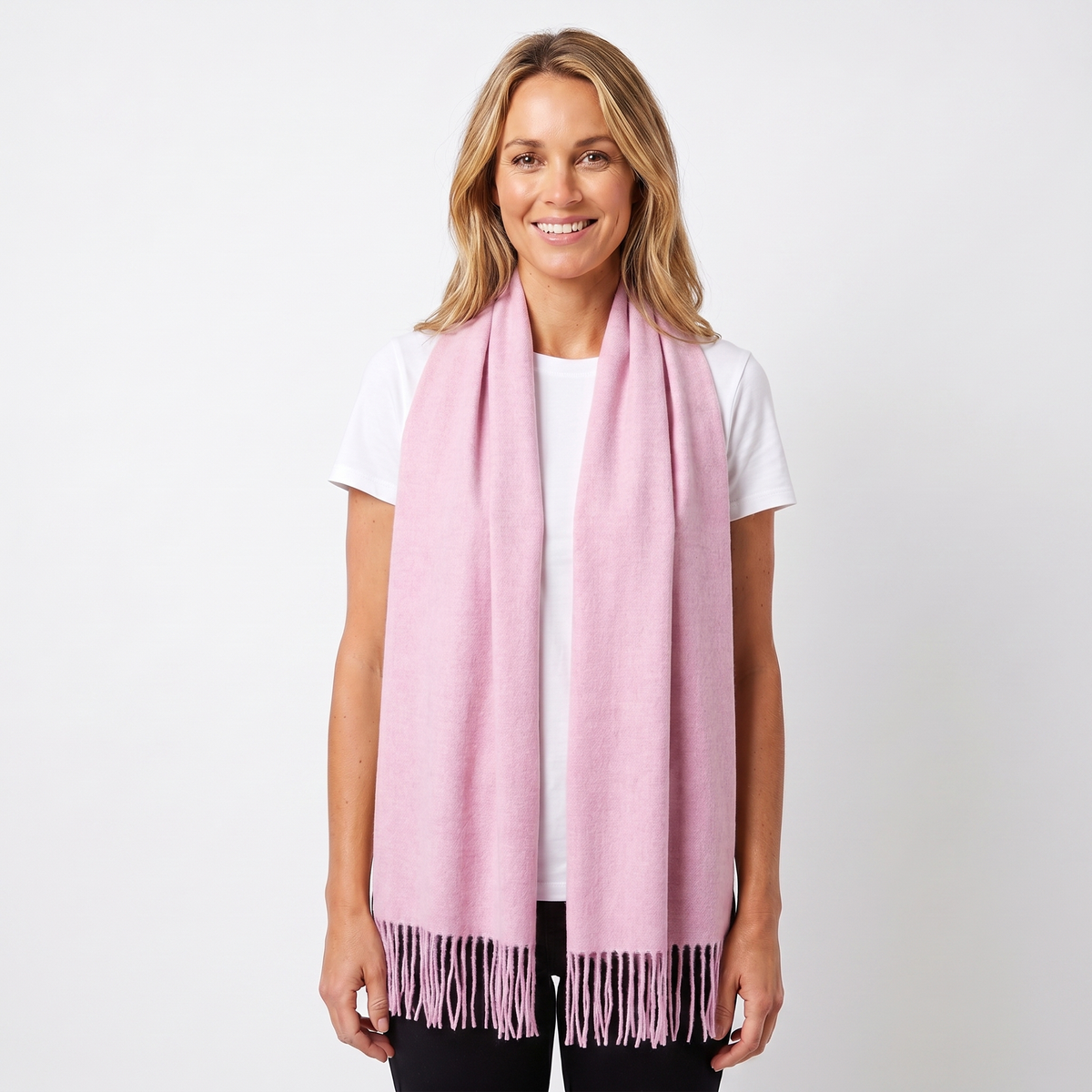 Women's Cashmere-Style Winter Scarf Oversized Plain Woven Fringe Wrap