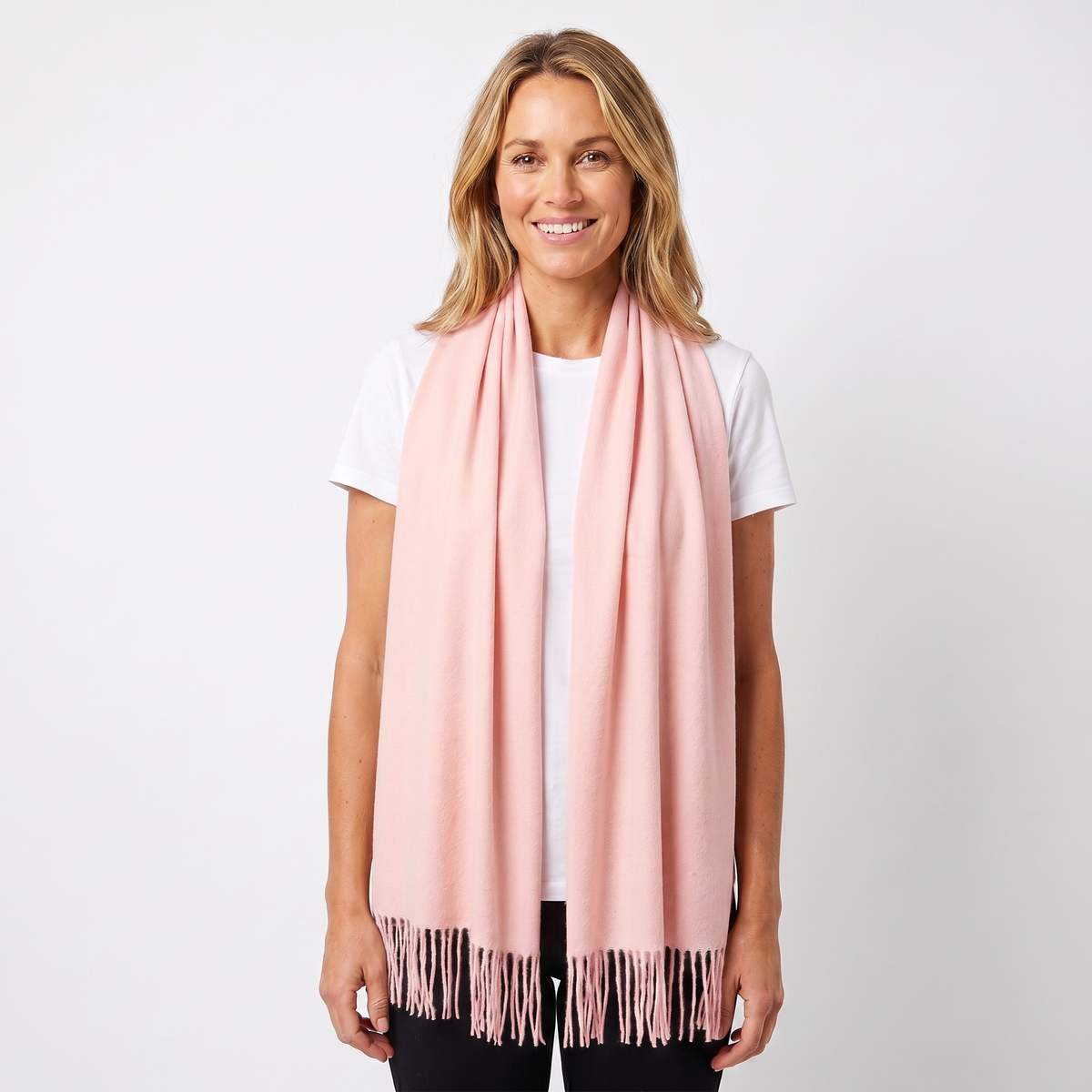 Women's Cashmere-Style Winter Scarf Oversized Plain Woven Fringe Wrap