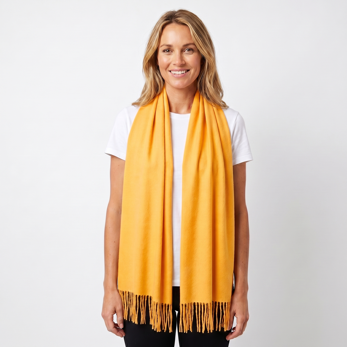 Women's Cashmere-Style Winter Scarf Oversized Plain Woven Fringe Wrap