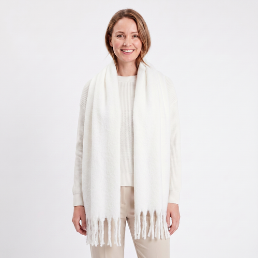Women's Fluffy Winter Scarf Oversized Brushed Plain Fringe Wrap