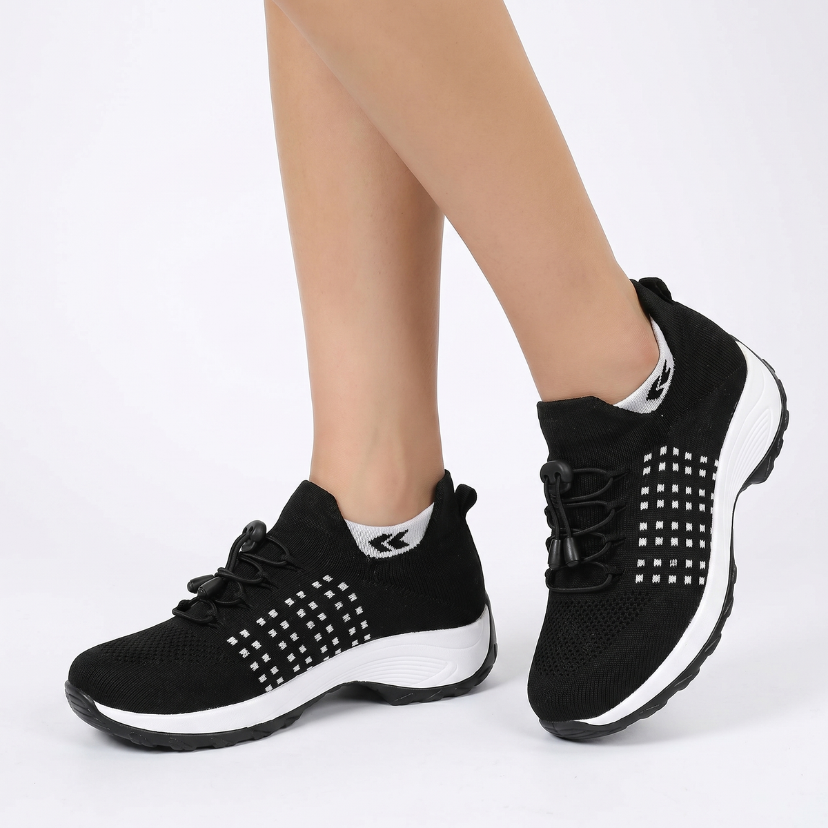 Women's Orthopaedic High Top Platform Sneakers Air Cushion Knit Chunky Sole