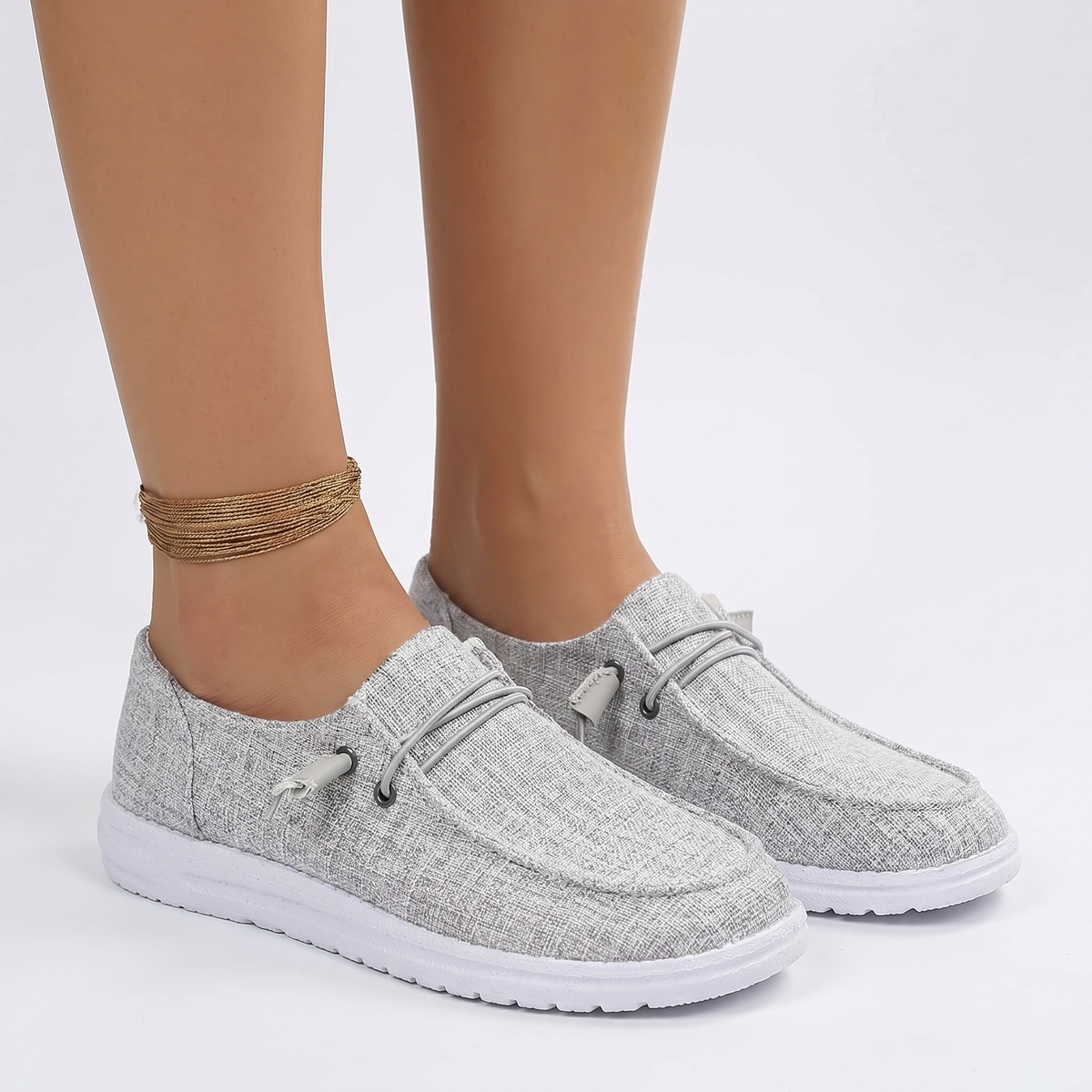Women's Orthopaedic Knit Lace-Up Flat Sneakers Lightweight Comfort Shoes