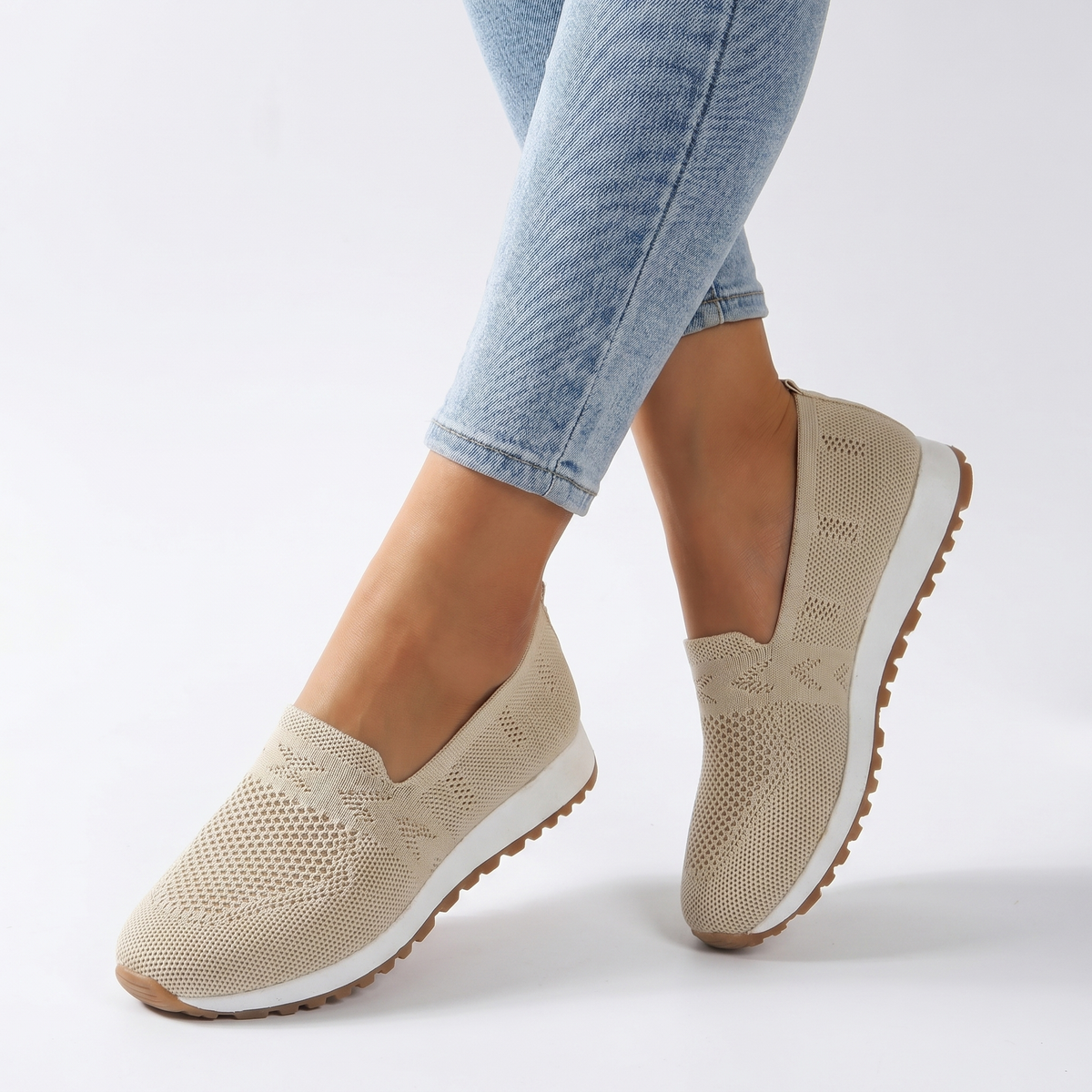 Women's Orthopaedic Knit Slip-On Sneakers Breathable Lightweight Shoes