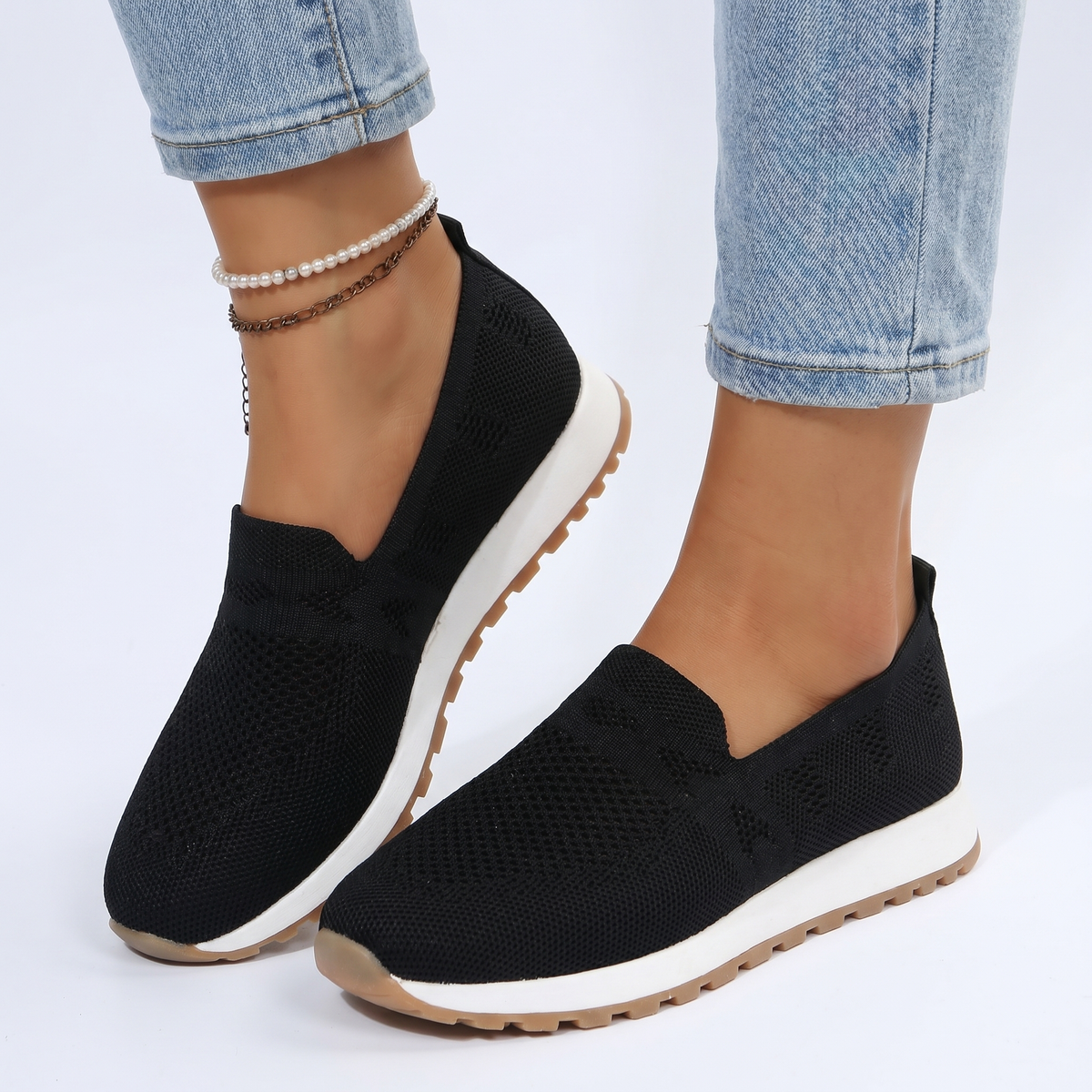 Women's Orthopaedic Knit Slip-On Sneakers Breathable Lightweight Shoes
