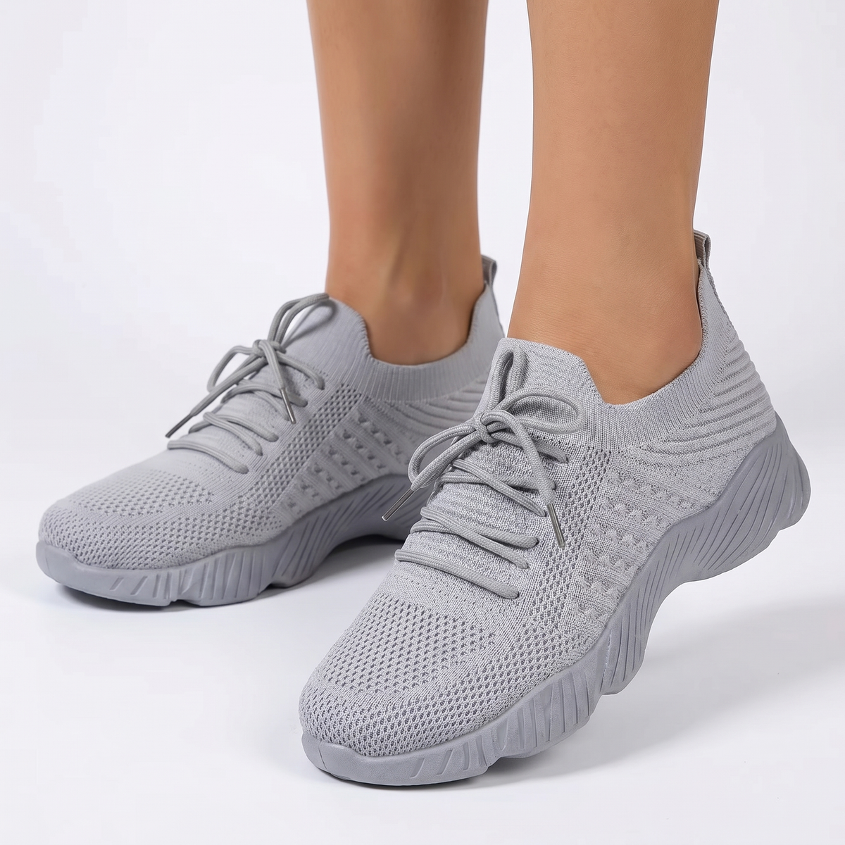 Women's Orthopaedic Knit Sock Sneakers Lace-Up Lightweight Breathable Shoes