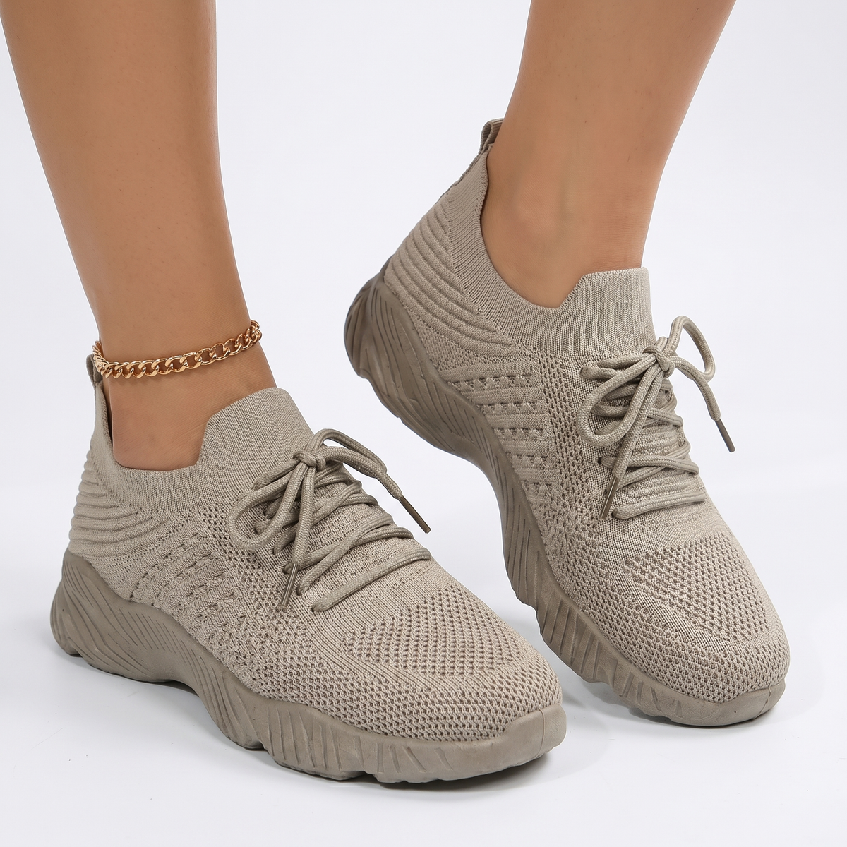 Women's Orthopaedic Knit Sock Sneakers Lace-Up Lightweight Breathable Shoes