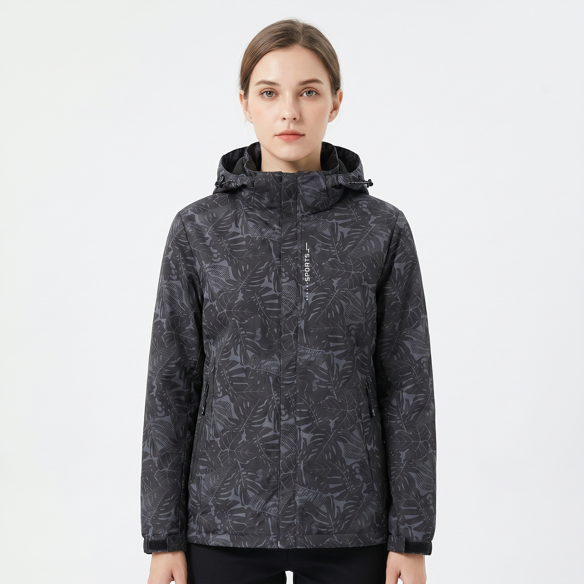 Unisex Tropical Print Hooded Windbreaker Jacket Lightweight Zip-Up Coat