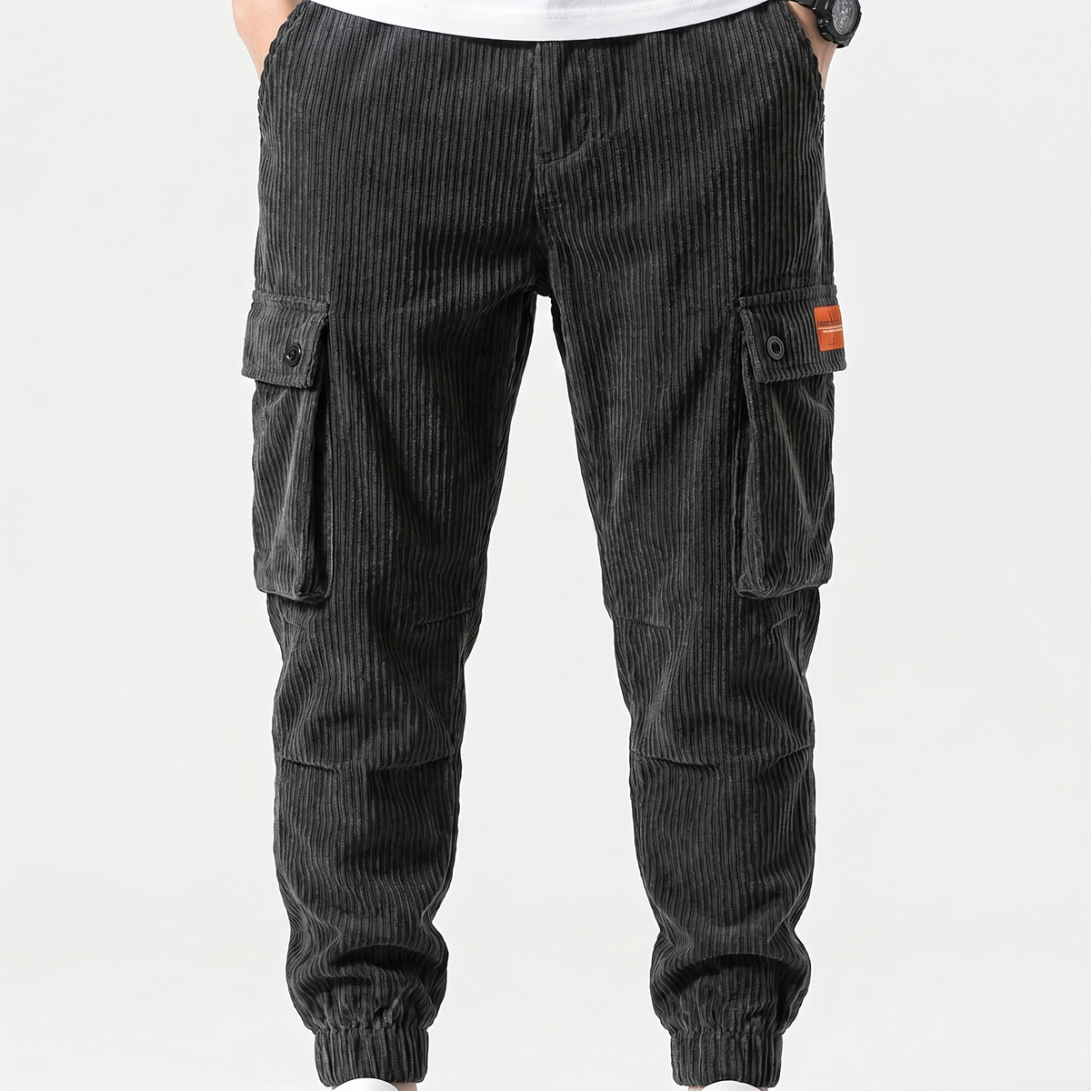 Pantaloni Jogger Cargo da Uomo in Velluto a Coste con Multitasche Vestibilità Rilassata Stile Casual Streetwear