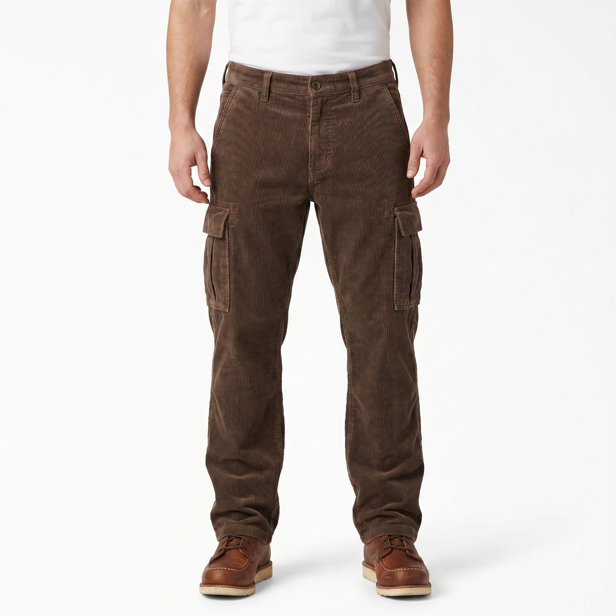 Pantaloni cargo in velluto a coste da uomo vestibilità comoda tasca sulla coscia pantaloni utility lavati