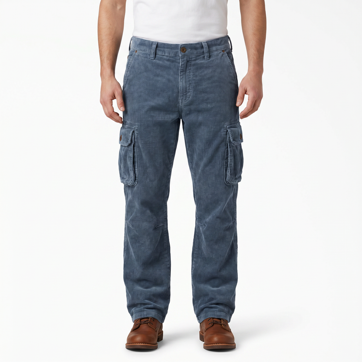 Pantaloni cargo in velluto a coste da uomo vestibilità comoda tasca sulla coscia pantaloni utility lavati