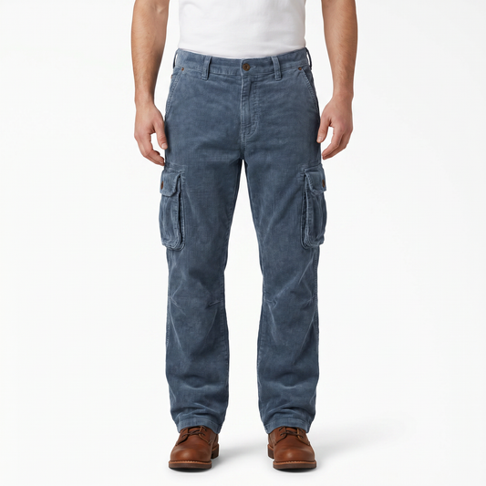 Pantaloni cargo in velluto a coste da uomo vestibilità comoda tasca sulla coscia pantaloni utility lavati