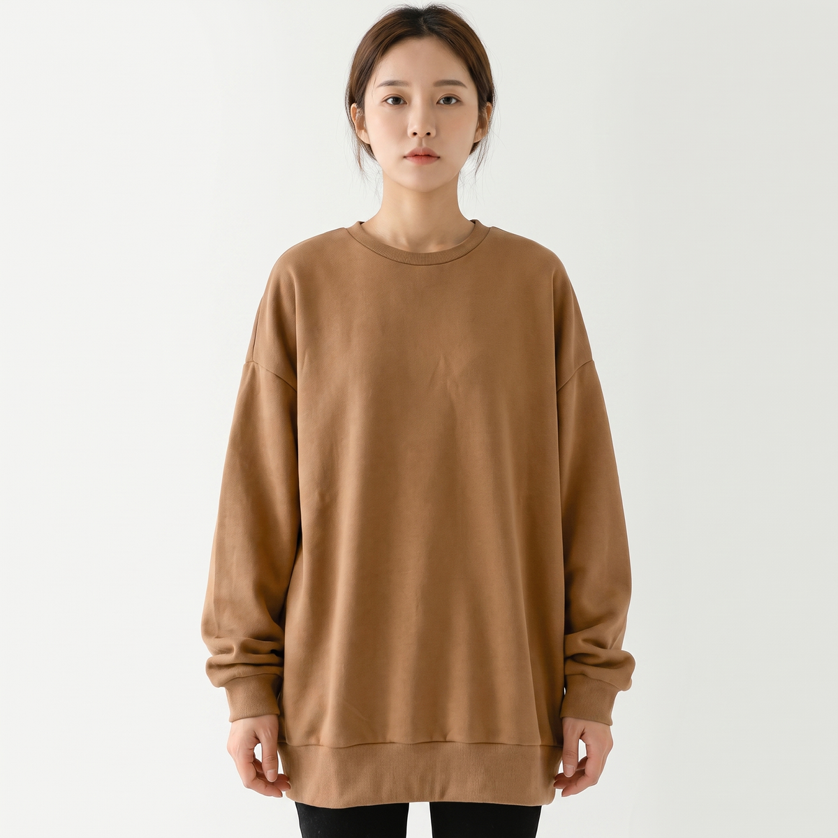 Women's Oversized Fleece Sweatshirt Crew-Neck Long-Sleeve Pullover Top