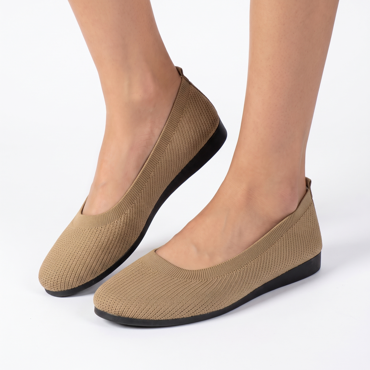 Women's Knit Ballet Flats Slip-On Comfort Flat Winter Shoes Breathable