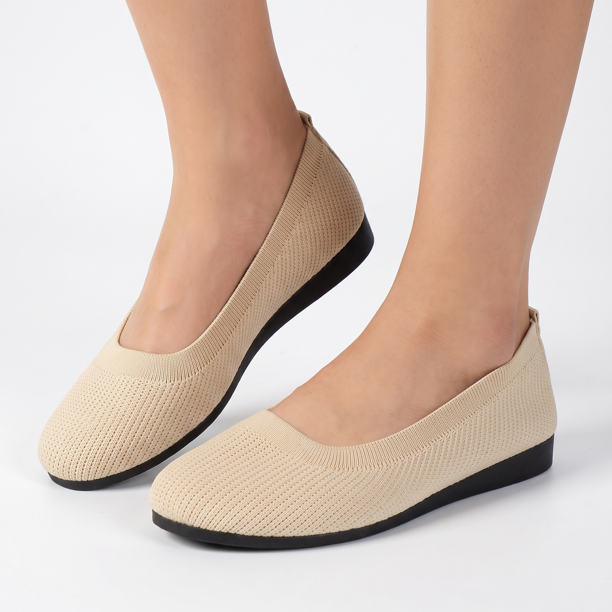 Women's Knit Ballet Flats Slip-On Comfort Flat Winter Shoes Breathable