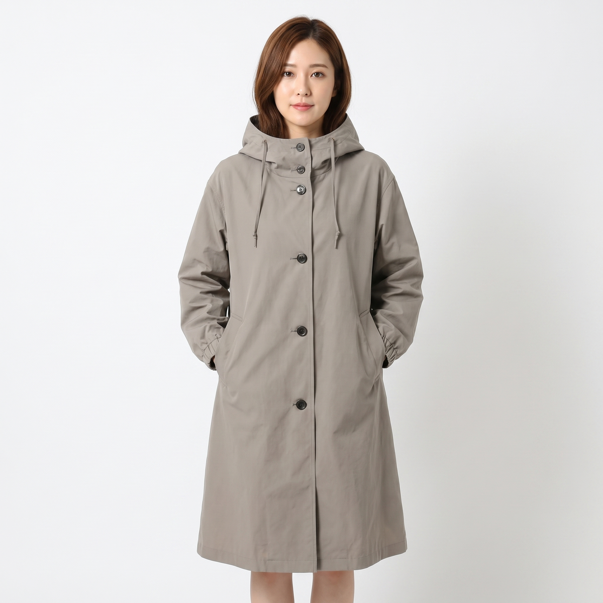 Women's Oversized Hooded Trench Coat Button Front Longline Jacket
