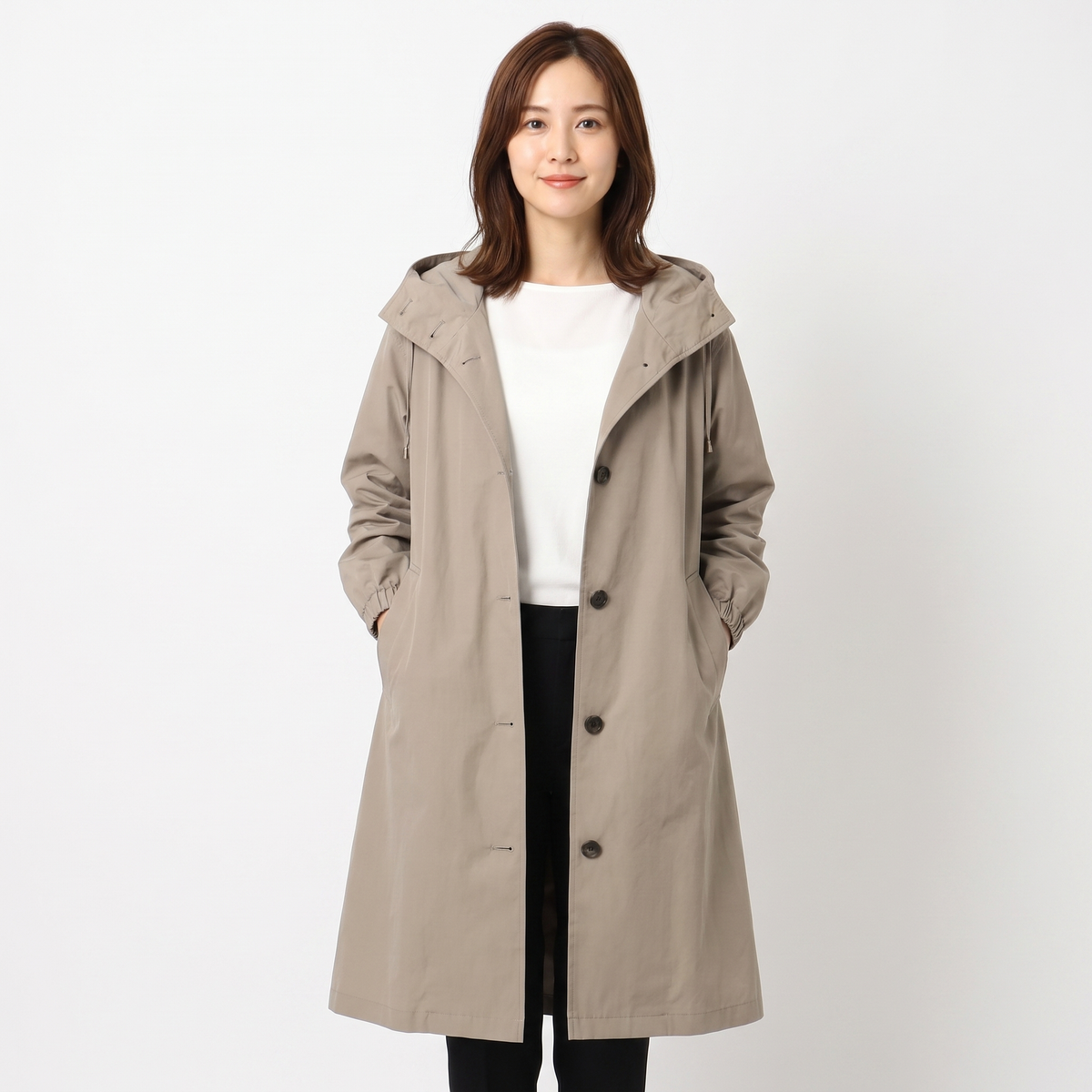 Women's Oversized Hooded Trench Coat Button Front Longline Jacket