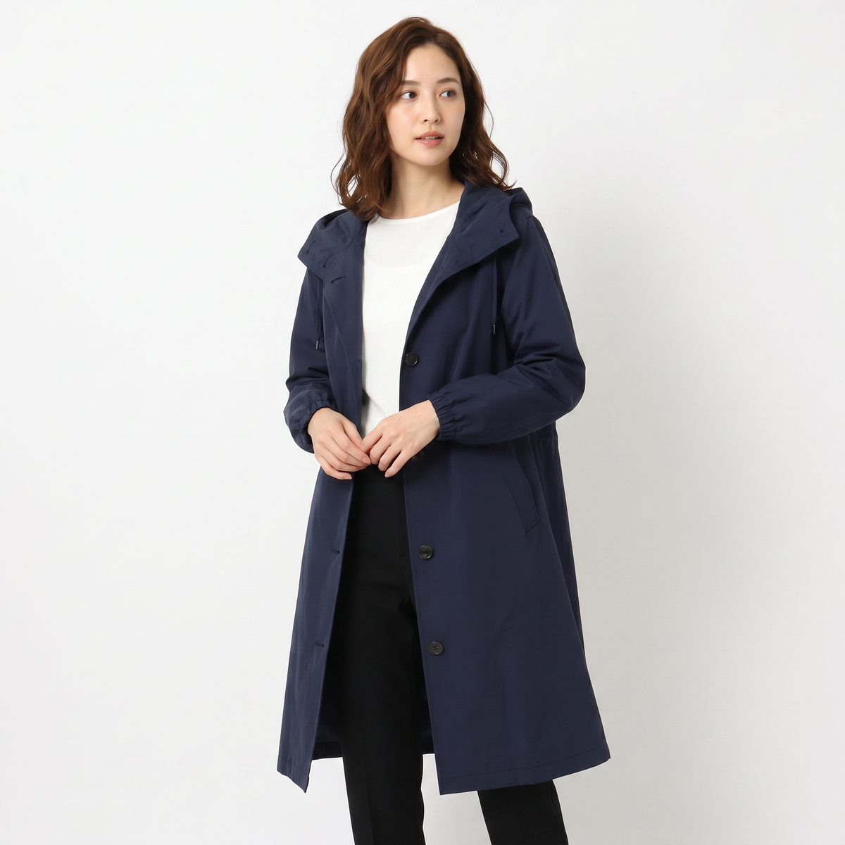 Women's Oversized Hooded Trench Coat Button Front Longline Jacket