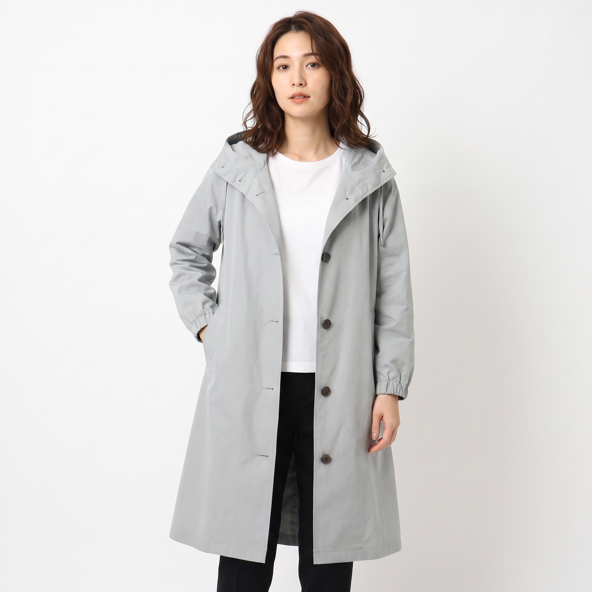 Women's Oversized Hooded Trench Coat Button Front Longline Jacket