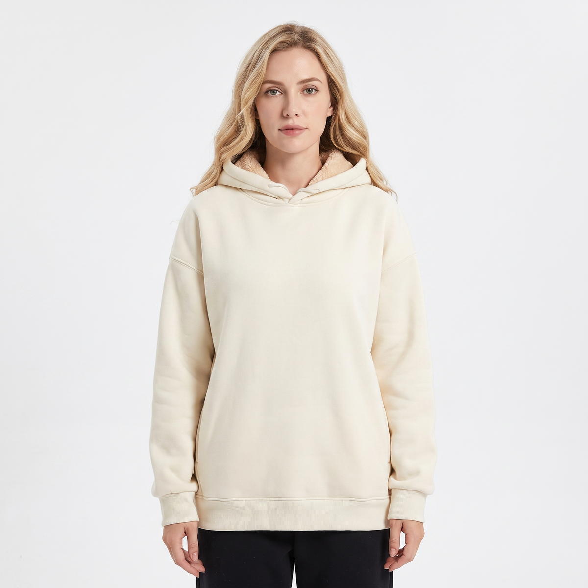 Unisex Fleece Lined Winter Hoodie Thick Lambswool Warm Pullover