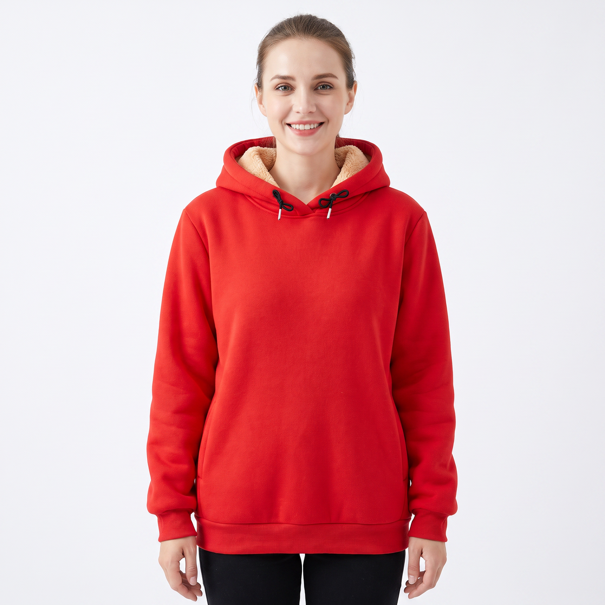 Unisex Fleece Lined Winter Hoodie Thick Lambswool Warm Pullover