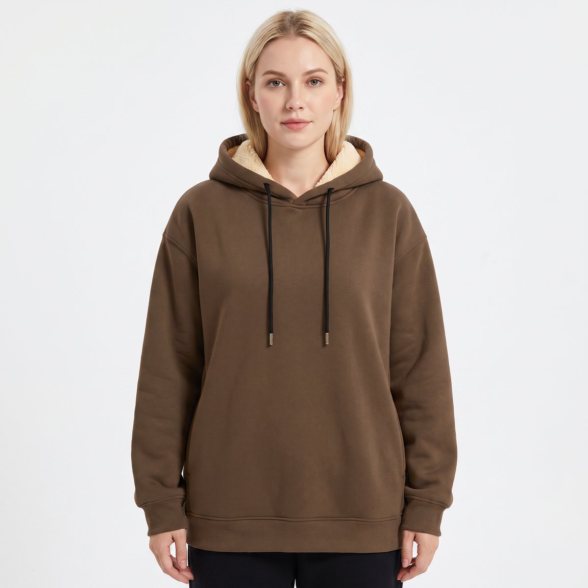 Unisex Fleece Lined Winter Hoodie Thick Lambswool Warm Pullover