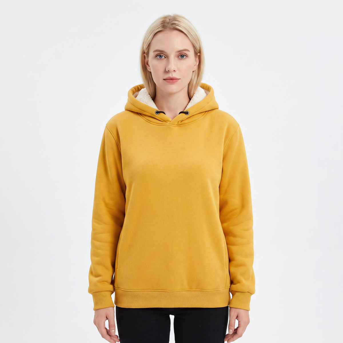Unisex Fleece Lined Winter Hoodie Thick Lambswool Warm Pullover