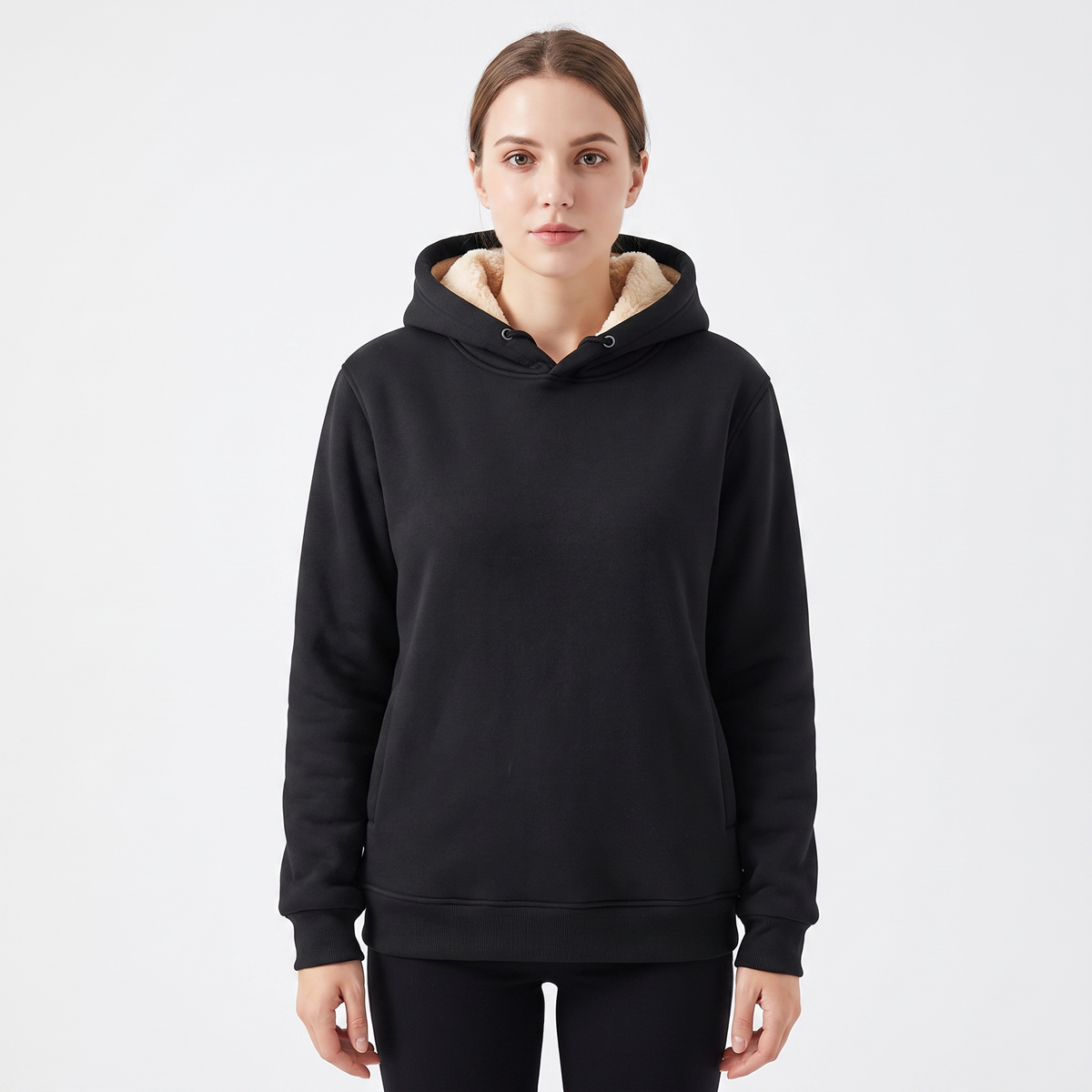 Unisex Fleece Lined Winter Hoodie Thick Lambswool Warm Pullover
